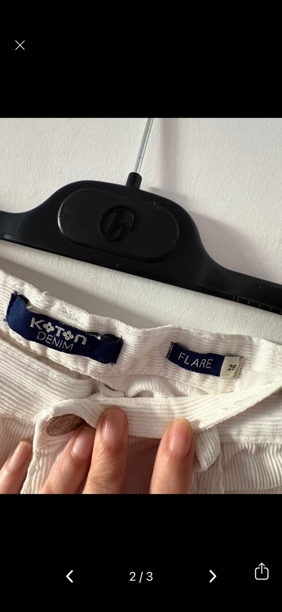 Koton Beyaz Keten Kadın Pantolon - Görsel 2