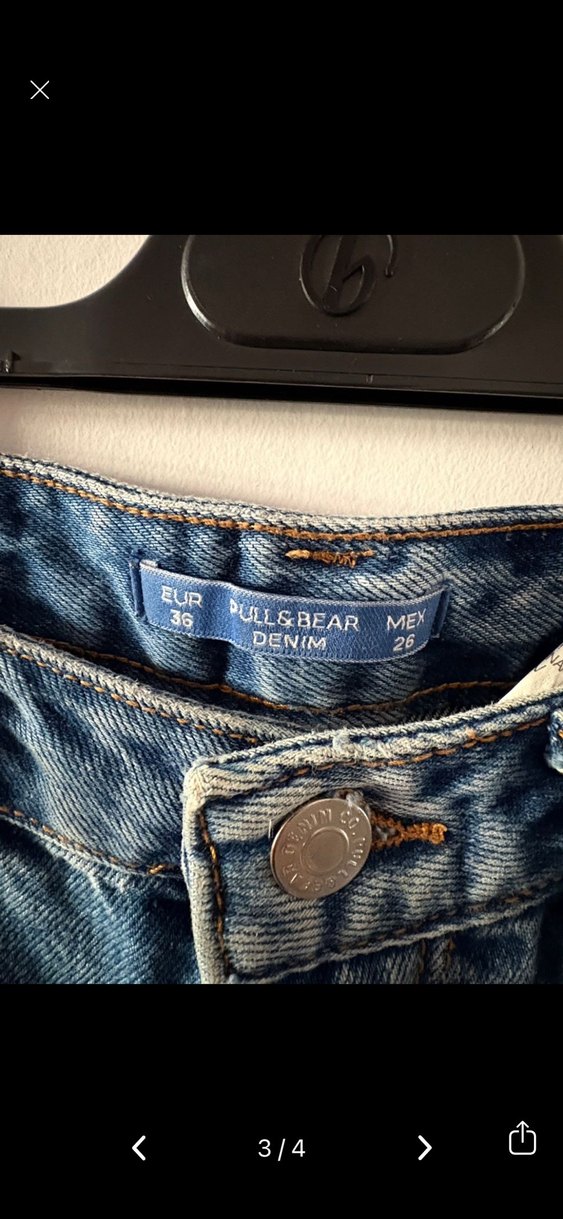 PULL&BEAR Kadın Mavi Yırtık Kot Pantolon - Görsel 3