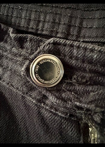 Bershka Fermuarlı Siyah Biker Kadın Kot Pantolon - Görsel 3