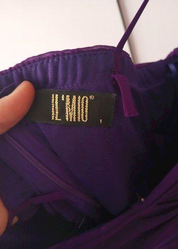 Mor Drapeli Uzun Abiye Elbise - Görsel 5