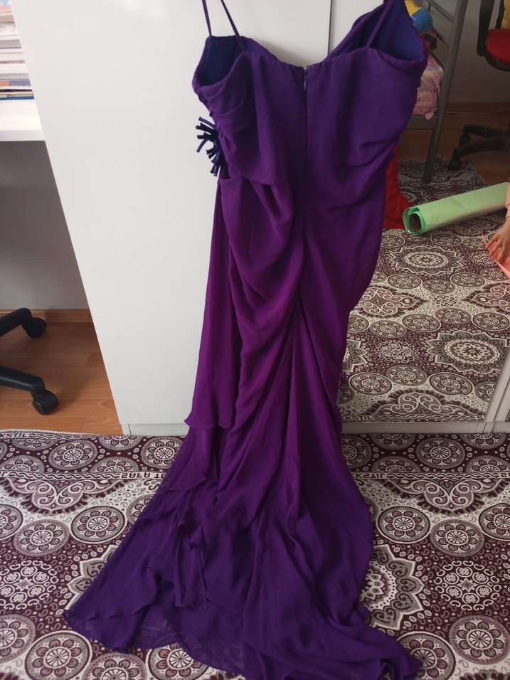 Mor Drapeli Uzun Abiye Elbise - Görsel 3