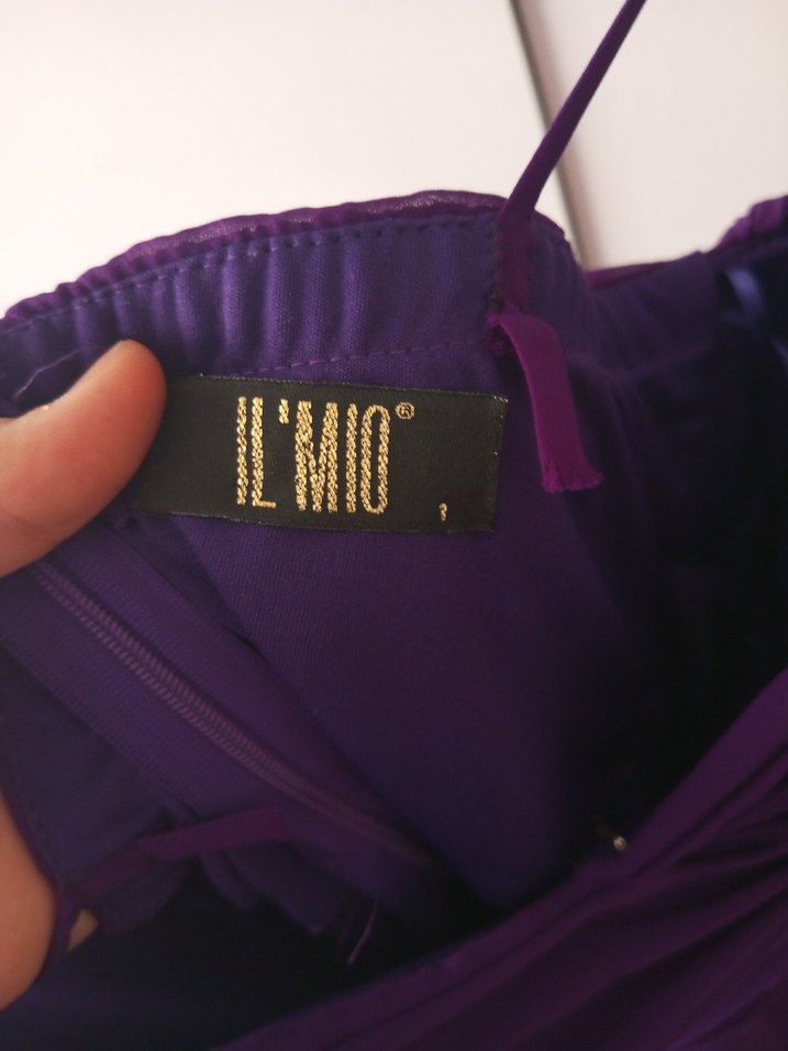 Mor Drapeli Uzun Abiye Elbise - Görsel 5