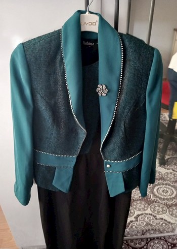 Siyah V Yakalı Uzun Drapeli Elbise - Görsel 7