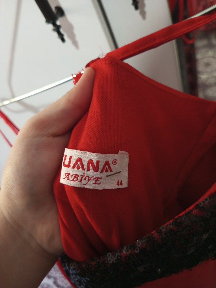 Kırmızı Uzun Drapeli Straplez Abiye Elbise - Görsel 4