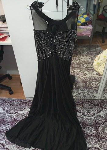 Siyah Drapeli Uzun Gotik Abiye Elbise - Görsel 3