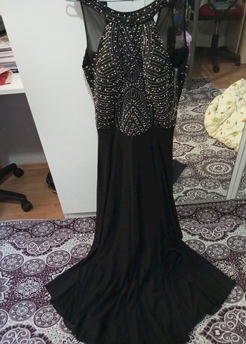 Siyah Drapeli Uzun Gotik Abiye Elbise - Görsel 2