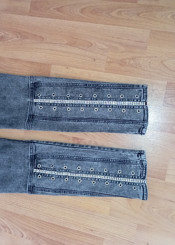 Standart Beden Beden gri Renk Gri Denim Pantolon