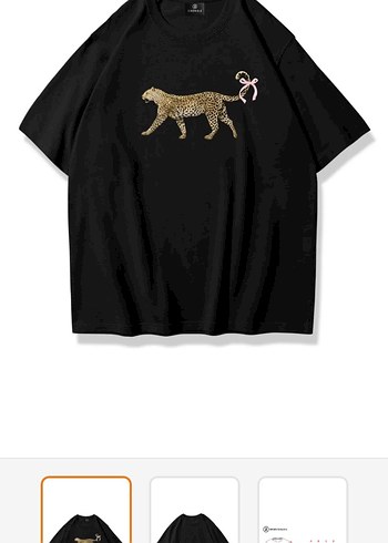 Diger Siyah Leopar Payetli Kadın Tişört