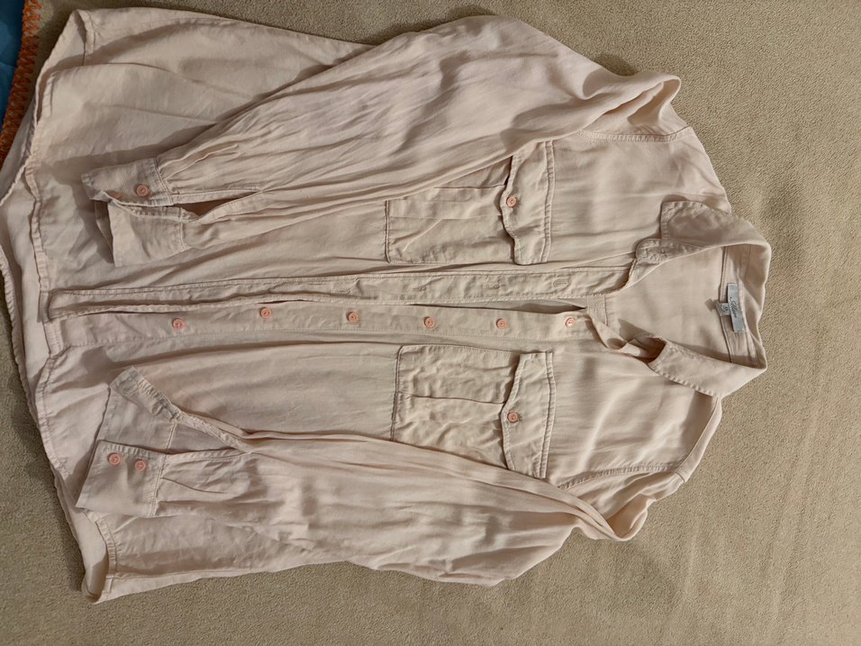 Bej Düğmeli Keten Kadın Gömlek - Görsel 3