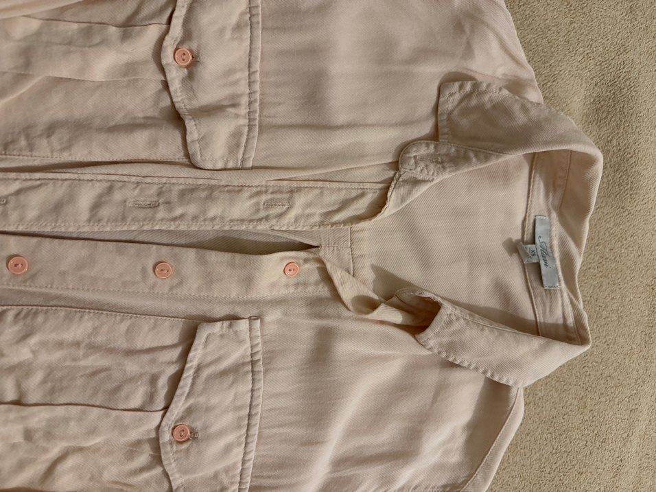 Bej Düğmeli Keten Kadın Gömlek - Görsel 2