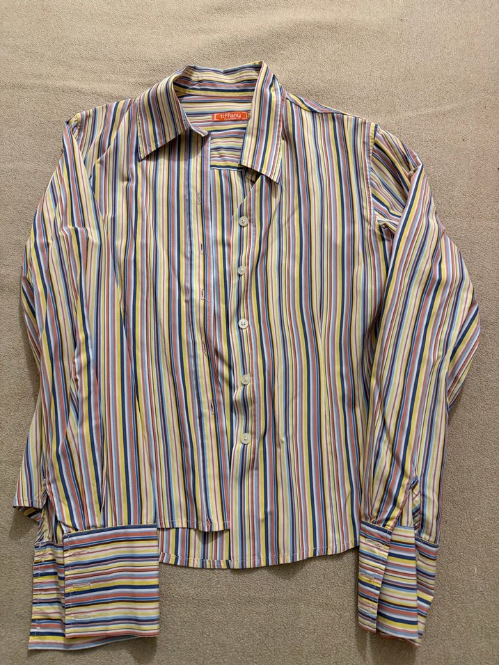 Çizgili Uzun Kollu Kadın Gömlek - Görsel 3