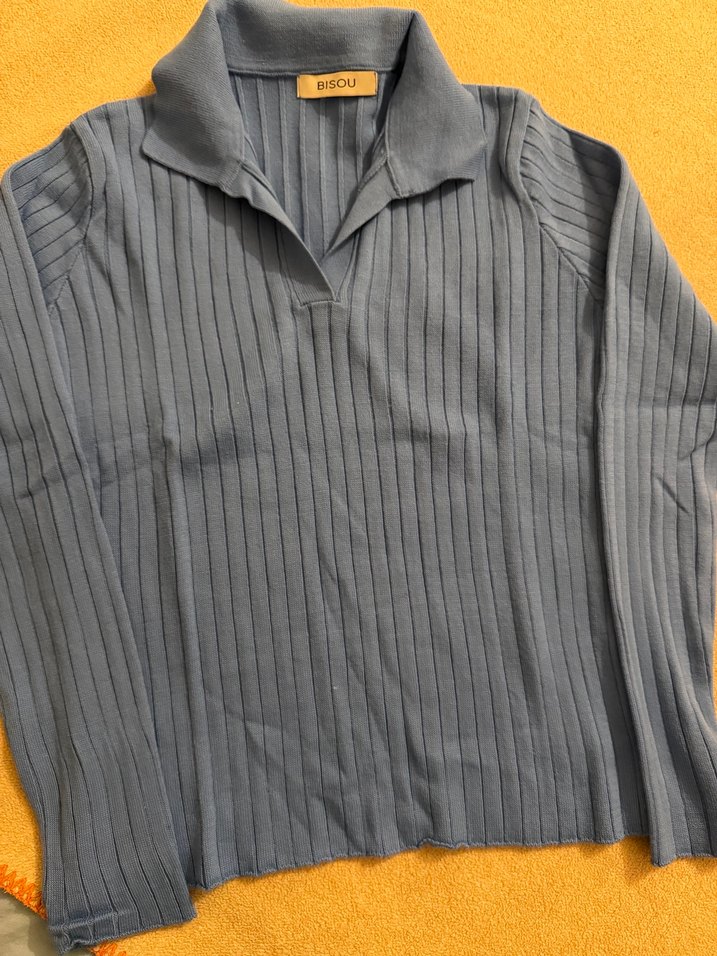 Mavi uzun kollu kazak - Görsel 2