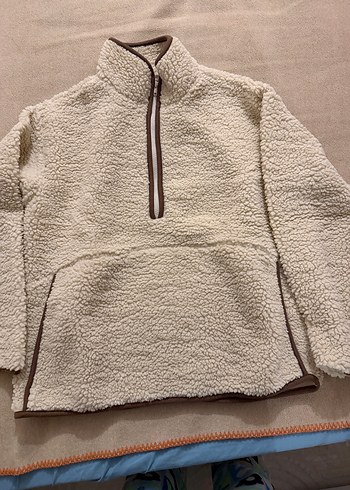 Bej Yarım Fermuarlı Kadın Polar Ceket - Görsel 2