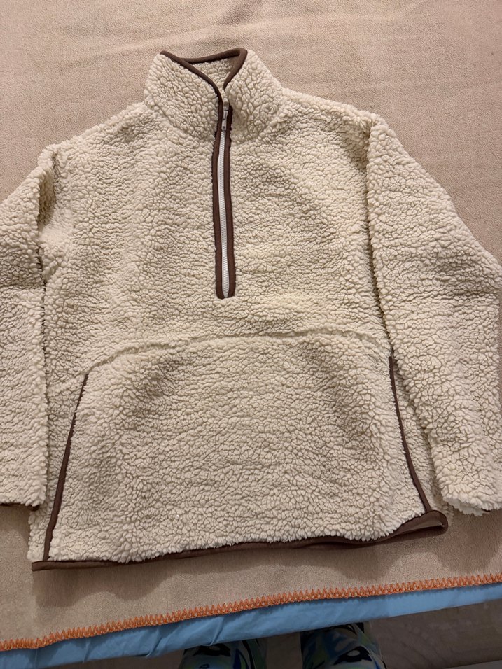 Bej Yarım Fermuarlı Kadın Polar Ceket - Görsel 2