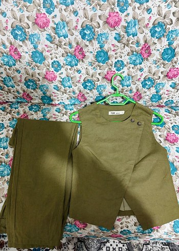 Düğmeli Keten Kadın Yelek, Haki - Görsel 2