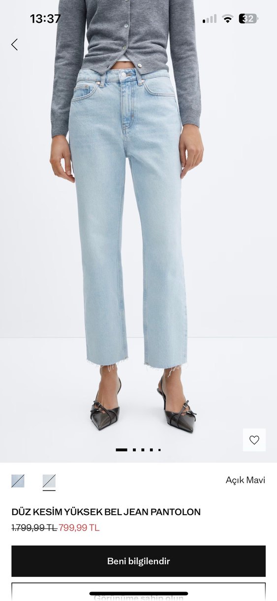 Açık Mavi Midi Denim Kadın Pantolon - Görsel 2