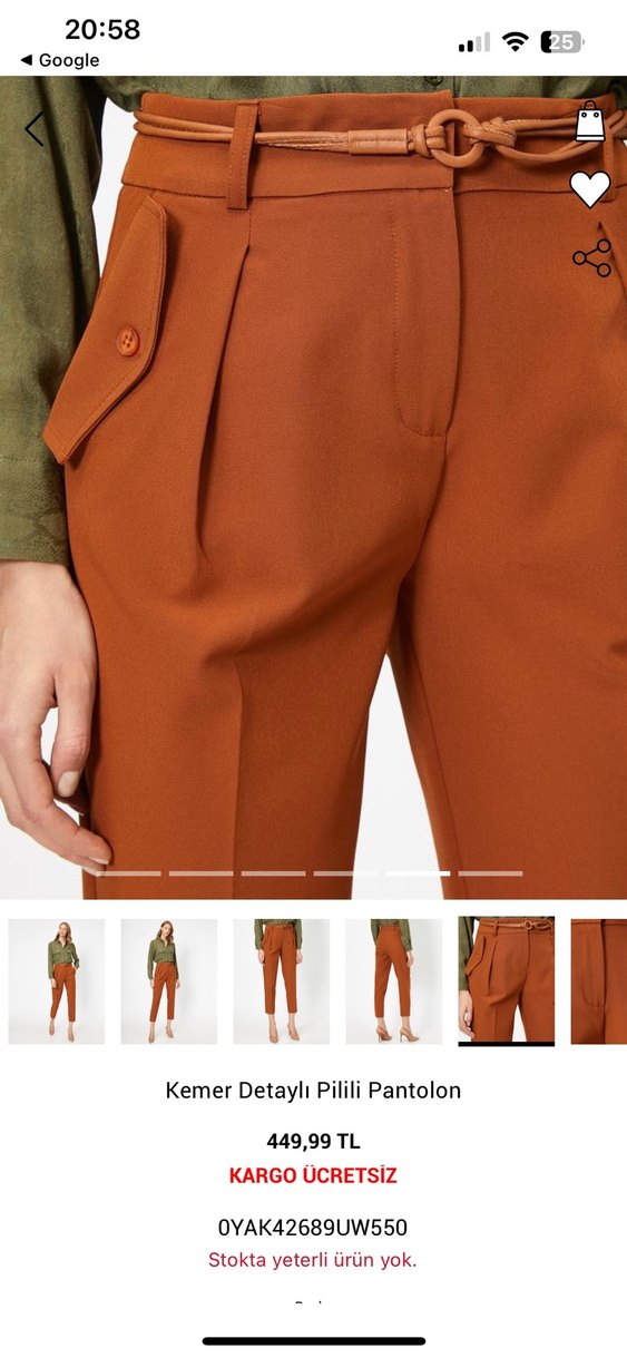 Koton marka Kemer Detaylı Pilili Kadın Kumaş Pantolon - Görsel 3