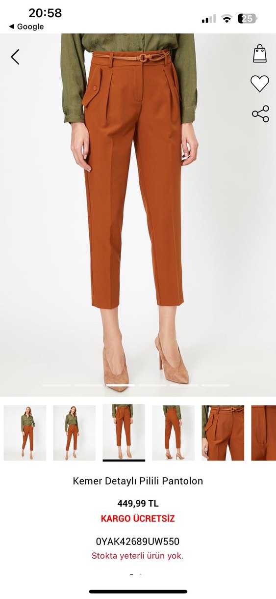 Koton marka Kemer Detaylı Pilili Kadın Kumaş Pantolon - Görsel 2