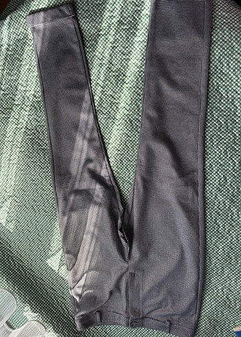 Gri Ekose Kadın Kumaş Pantolon - Görsel 3