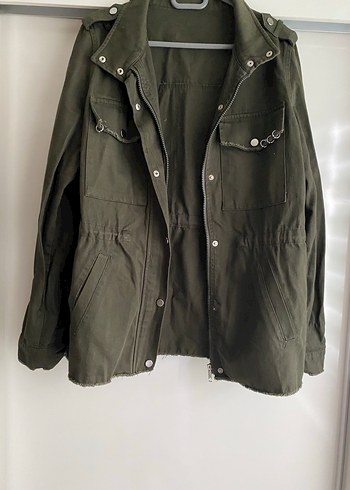 Haki Düğmeli Kadın Keten Ceket - Görsel 4