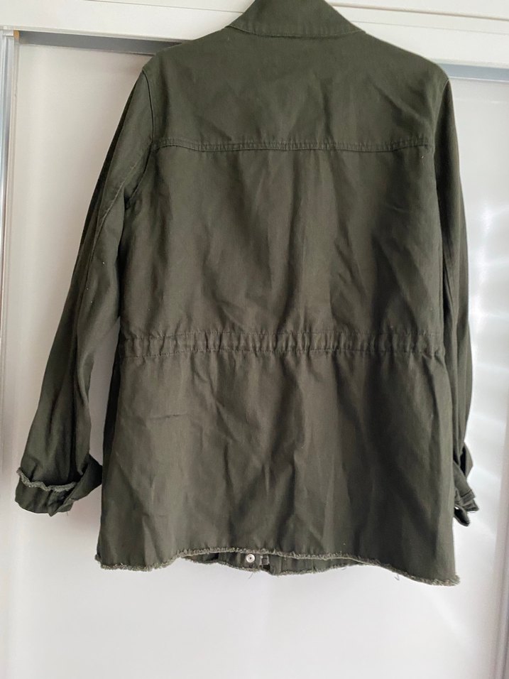 Haki Düğmeli Kadın Keten Ceket - Görsel 5