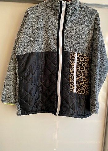 Gri Peluş  Kadın Ceket - Görsel 4