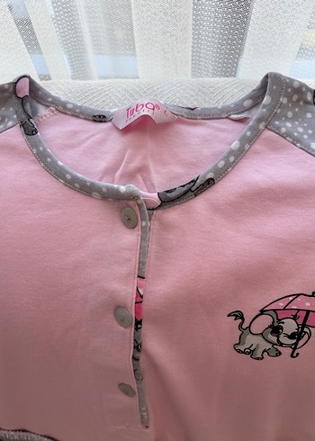 Pembe Gri Desenli  Pijama Takımı - Görsel 4