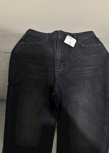 Siyah Bol Kesim Midi Kadın Kot Pantolon - Görsel 2