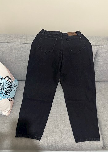 Siyah Bol Kesim Midi Kadın Kot Pantolon - Görsel 5