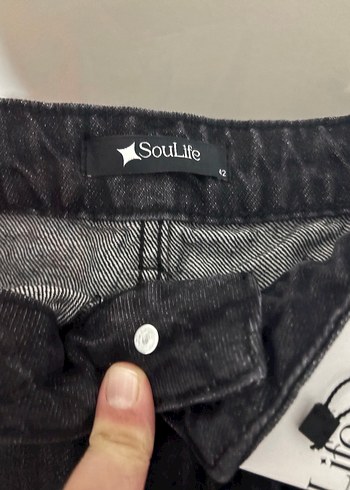 Siyah Bol Kesim Midi Kadın Kot Pantolon - Görsel 3