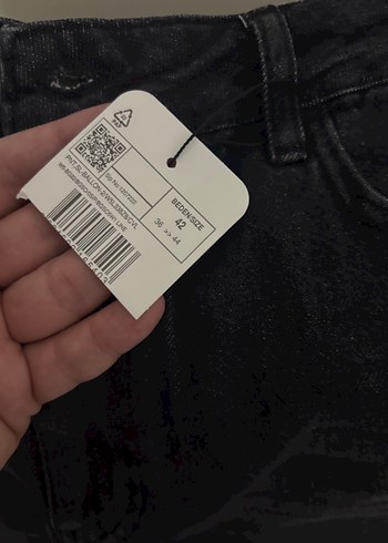 Siyah Bol Kesim Midi Kadın Kot Pantolon - Görsel 4