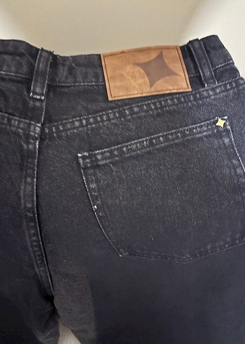 Siyah Bol Kesim Midi Kadın Kot Pantolon - Görsel 6