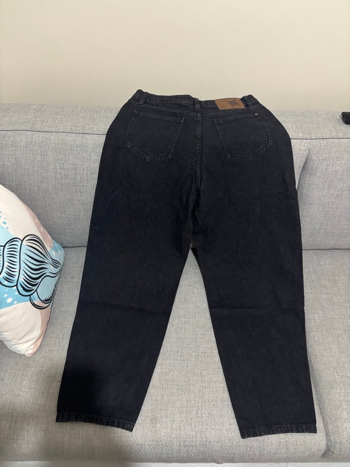 Siyah Bol Kesim Midi Kadın Kot Pantolon - Görsel 5