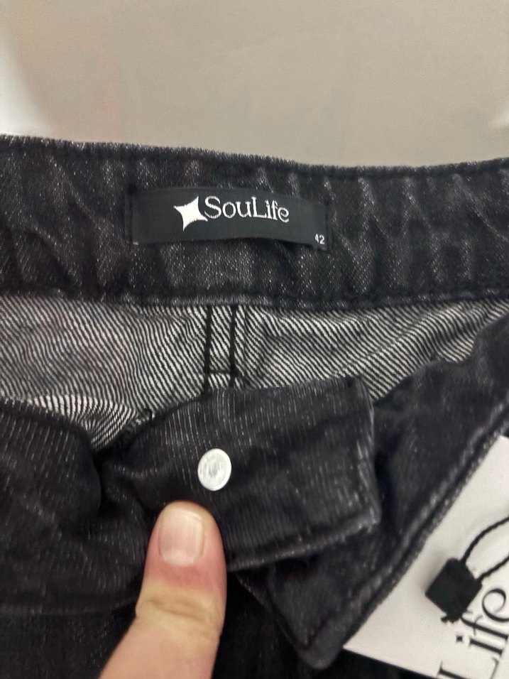 Siyah Bol Kesim Midi Kadın Kot Pantolon - Görsel 3