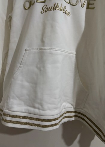 Beyaz Kadın Kapüşonlu Sweatshirt - Görsel 2