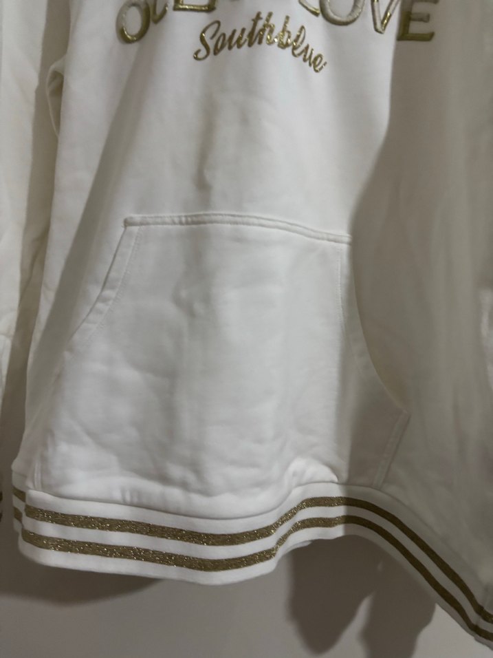 Beyaz Kadın Kapüşonlu Sweatshirt - Görsel 2