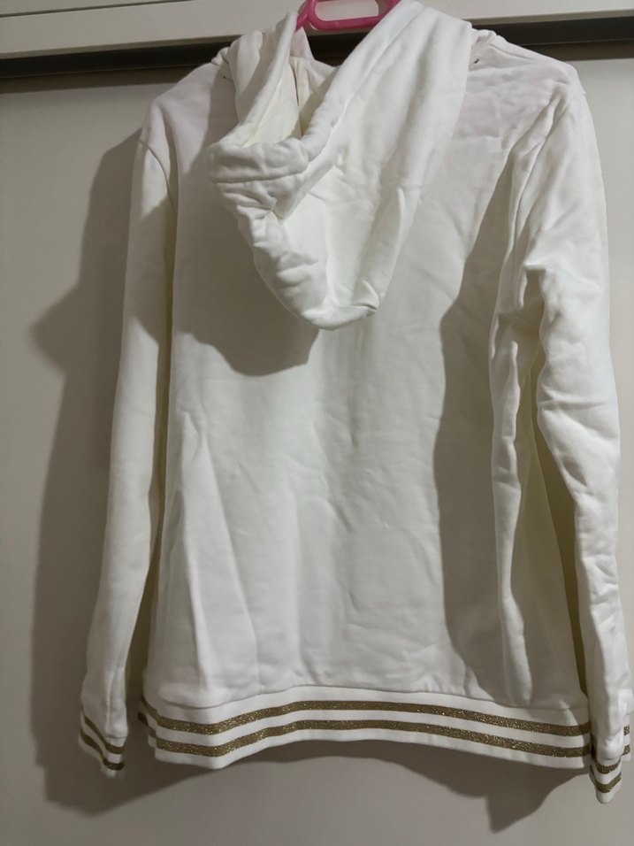 Beyaz Kadın Kapüşonlu Sweatshirt - Görsel 4