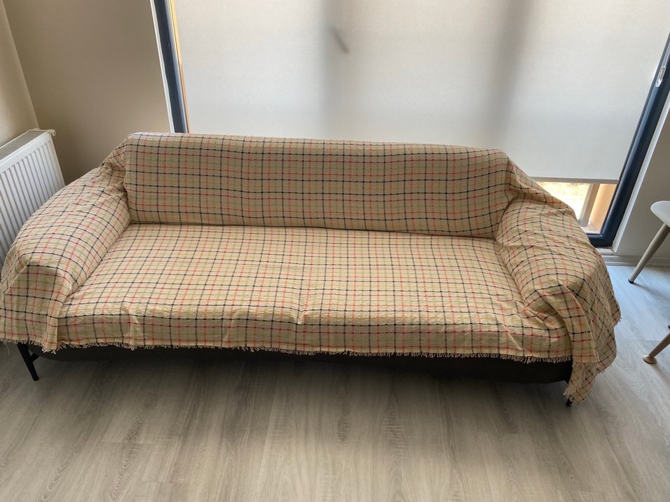 Çok Renkli Kareli Püsküllü Battaniye - Görsel 3