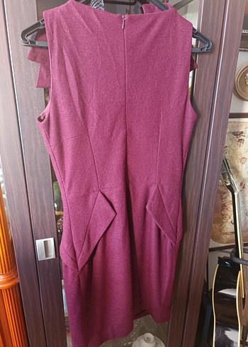 Bordo Drapeli Midi Kadın Elbise - Görsel 8