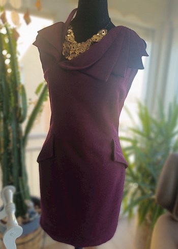 Bordo Drapeli Midi Kadın Elbise - Görsel 5