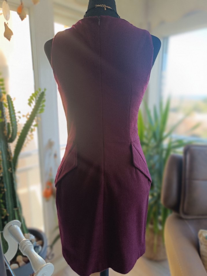 Bordo Drapeli Midi Kadın Elbise - Görsel 2