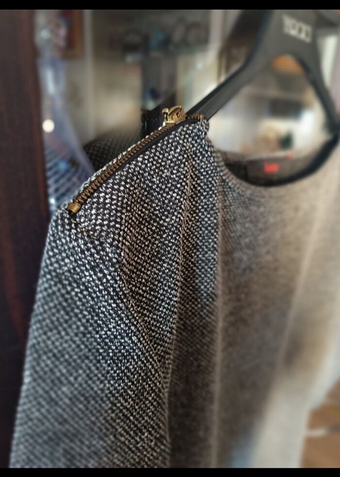 Gri dokuma Elbise  - Görsel 2