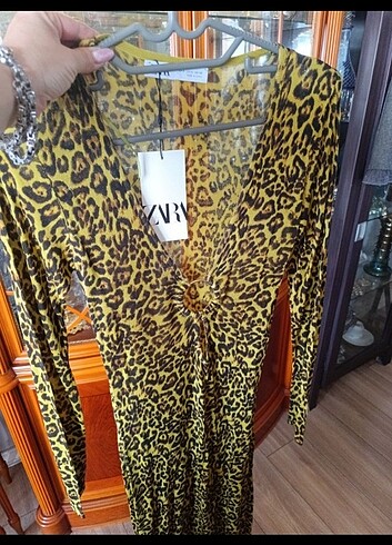 Zara Zara leopar desenli uzun elbise