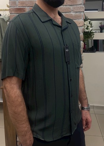 Erkek Kısa Kollu Çizgili Gömlek - Görsel 2