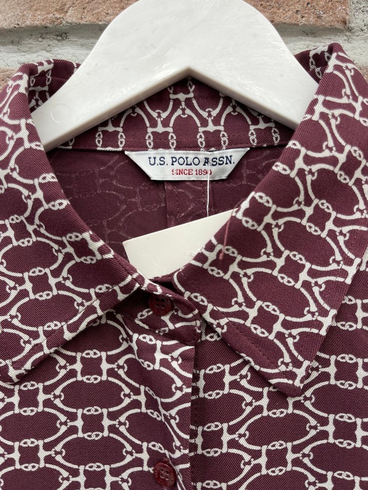 Bordo Desenli Uzun Kollu Kadın Gömlek - Görsel 2