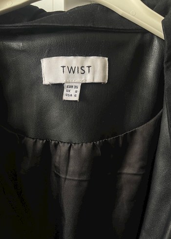 Twist Siyah Deri Kadın Biker Ceket