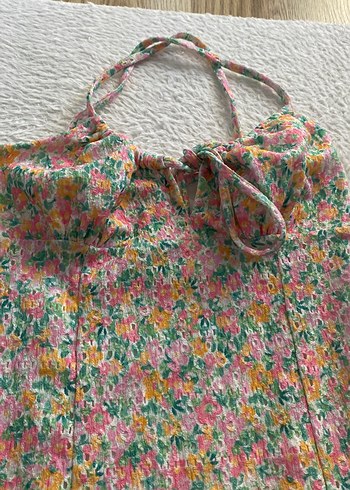 Bershka Çiçek Desenli Bohem Mini Elbise
