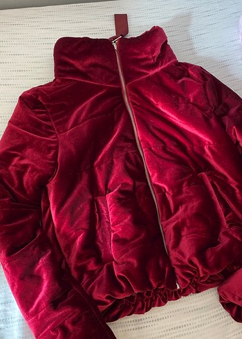 Bordo Fermuarlı Kadın Ceket