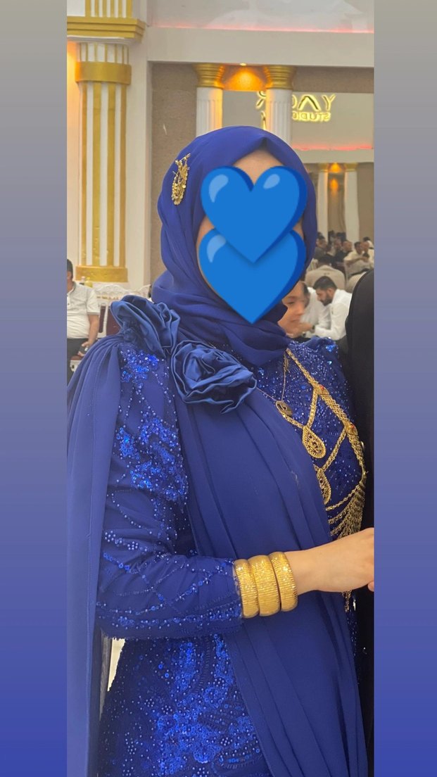 Uzun Kollu Drapeli Mavi Abiye Elbise - Görsel 2