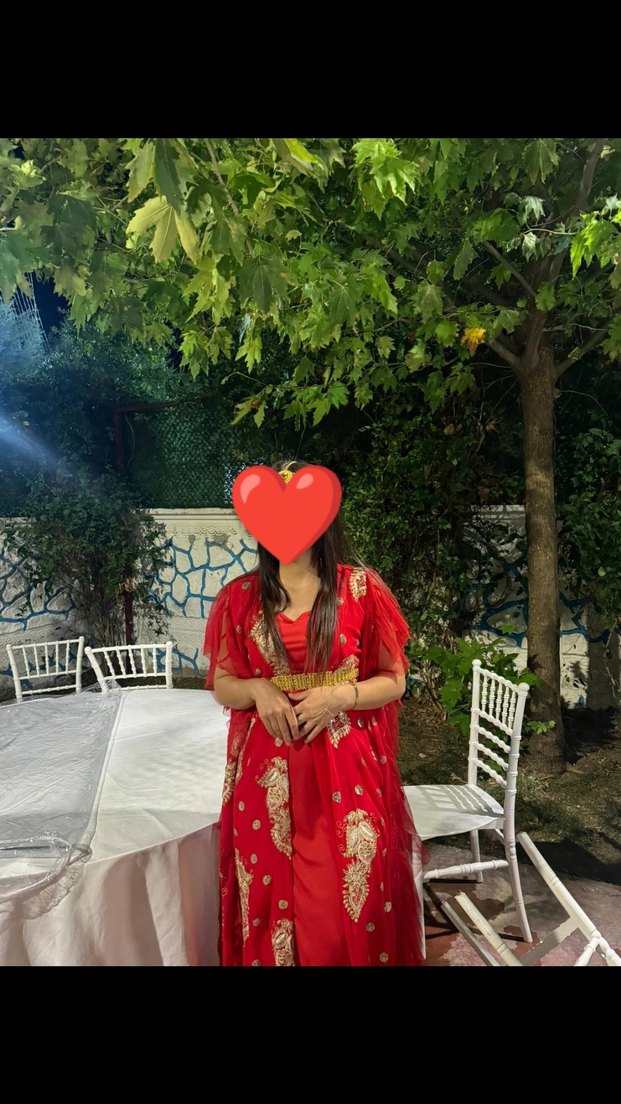 Kırmızı Etnik Desenli Uzun Bohem Kadın Elbise - Görsel 2